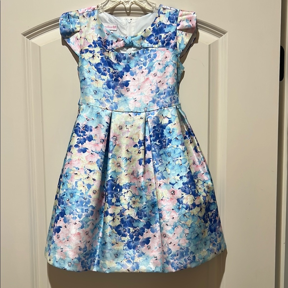 Floral Blue and Pink Kids Dress